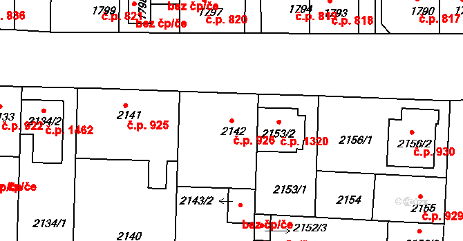 České Budějovice 6 926, České Budějovice na parcele st. 2142 v KÚ České Budějovice 6, Katastrální mapa