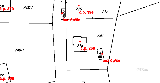 Liberec XII-Staré Pavlovice 268, Liberec na parcele st. 718 v KÚ Staré Pavlovice, Katastrální mapa