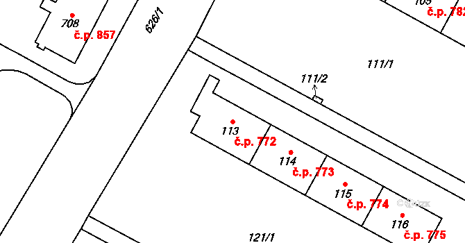 Šumbark 772, Havířov na parcele st. 113 v KÚ Šumbark, Katastrální mapa