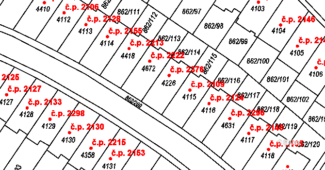 Blansko 2376 na parcele st. 4226 v KÚ Blansko, Katastrální mapa