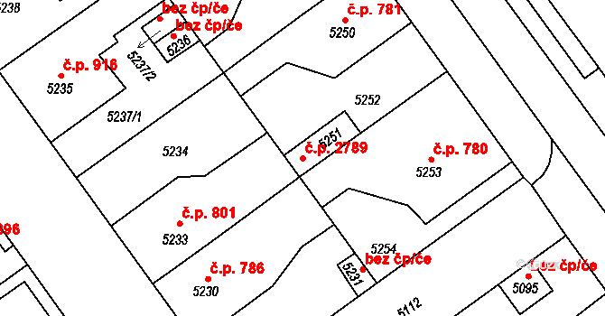 Kročehlavy 2789, Kladno na parcele st. 5251 v KÚ Kročehlavy, Katastrální mapa