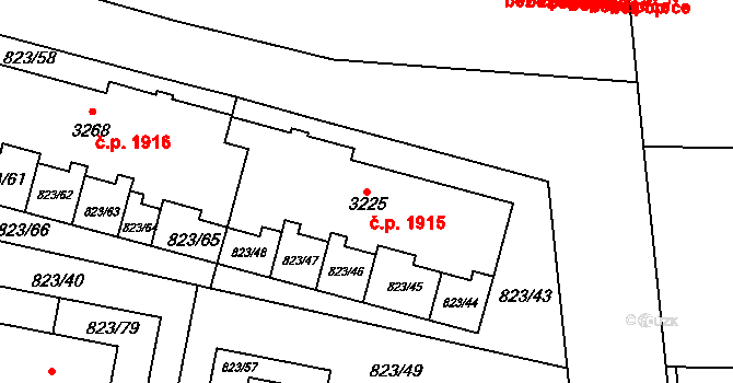 Lysá nad Labem 1915 na parcele st. 3225 v KÚ Lysá nad Labem, Katastrální mapa
