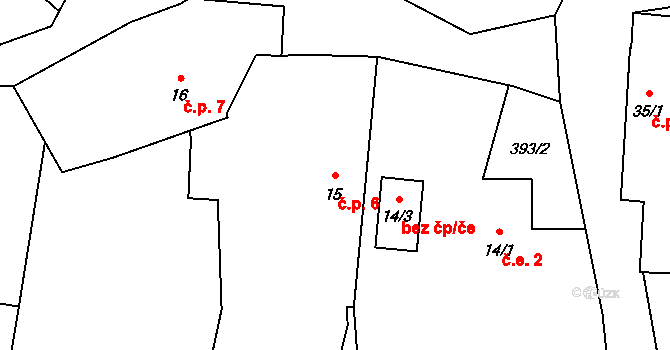 Lažany 6, Mezno na parcele st. 15 v KÚ Lažany u Mezna, Katastrální mapa