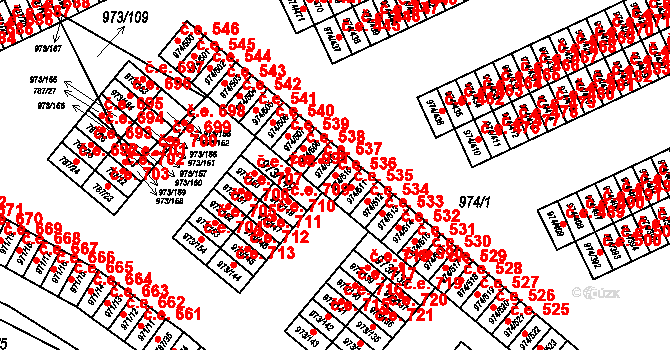 Štětí 536 na parcele st. 974/510 v KÚ Štětí I, Katastrální mapa