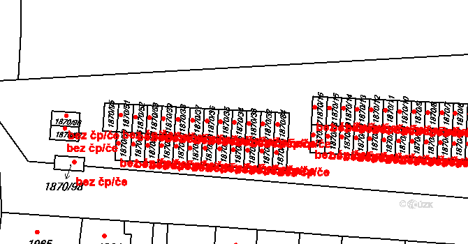 České Budějovice 40522954 na parcele st. 1870/34 v KÚ České Budějovice 6, Katastrální mapa