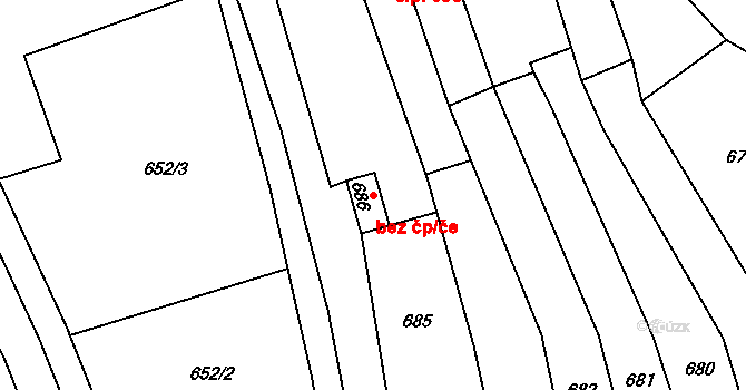 Velký Týnec 40898954 na parcele st. 686 v KÚ Velký Týnec, Katastrální mapa