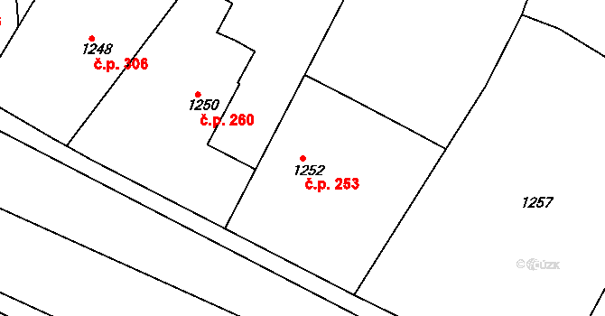 Želechovice nad Dřevnicí 253 na parcele st. 1252 v KÚ Želechovice nad Dřevnicí, Katastrální mapa