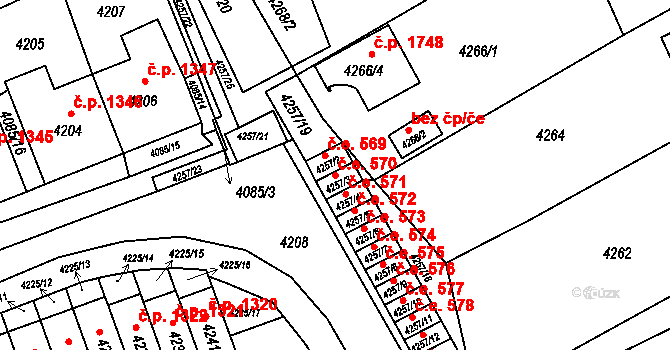 Jirkov 42929954 na parcele st. 4257/3 v KÚ Jirkov, Katastrální mapa
