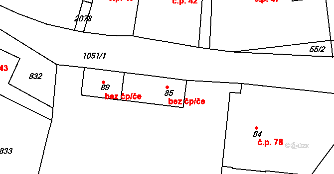 Myslív 44688954 na parcele st. 85 v KÚ Myslív, Katastrální mapa