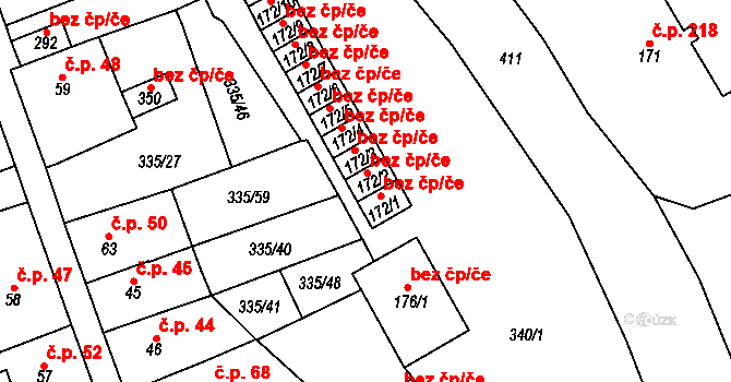 Košťany 45058954 na parcele st. 172/2 v KÚ Střelná, Katastrální mapa