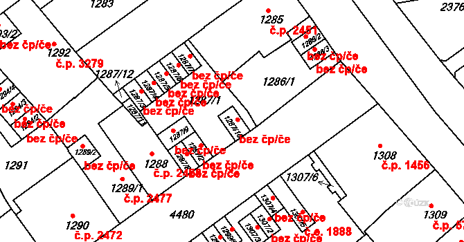 Teplice 45151954 na parcele st. 1287/10 v KÚ Teplice, Katastrální mapa