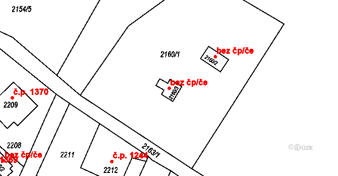 Děčín 47101954 na parcele st. 2160/3 v KÚ Podmokly, Katastrální mapa