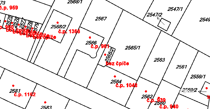 Děčín 47234954 na parcele st. 2565/2 v KÚ Děčín, Katastrální mapa