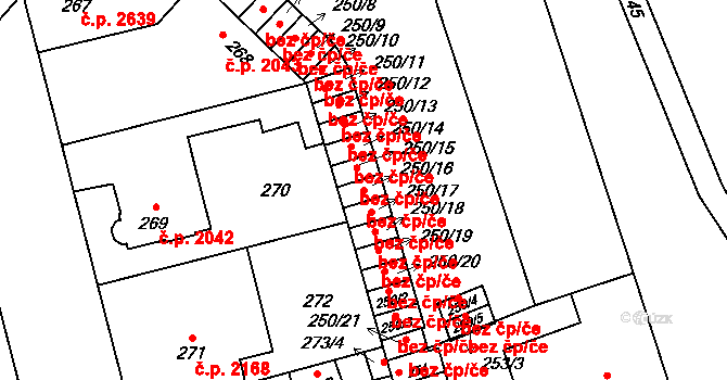 Kladno 48808954 na parcele st. 250/16 v KÚ Kladno, Katastrální mapa