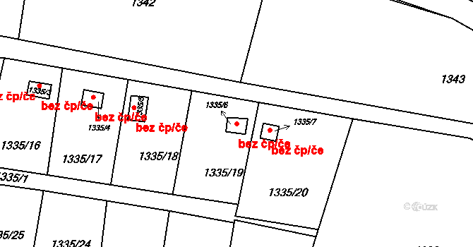 Orlová 49190954 na parcele st. 1335/6 v KÚ Horní Lutyně, Katastrální mapa
