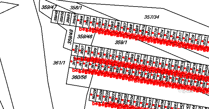 Rousínov 107 na parcele st. 360/11 v KÚ Rousínov u Vyškova, Katastrální mapa