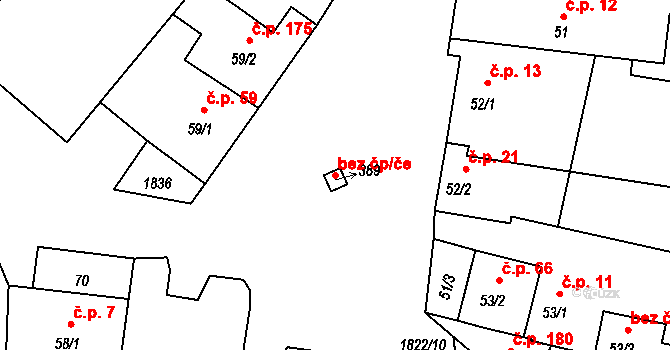 Přibyslavice 50352954 na parcele st. 389 v KÚ Přibyslavice nad Jihlavou, Katastrální mapa