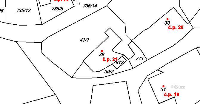 Rochlov 21 na parcele st. 29 v KÚ Rochlov, Katastrální mapa