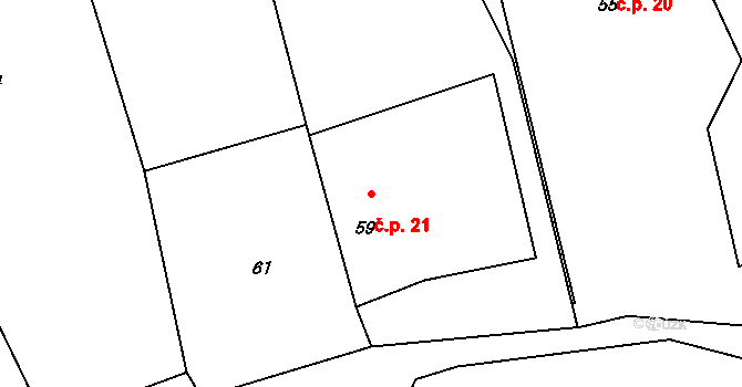 Heřmanice 21, Starý Jičín na parcele st. 59 v KÚ Heřmanice u Polomi, Katastrální mapa