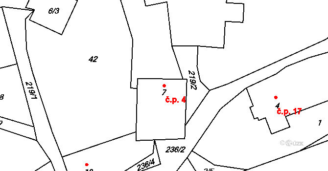 Milotičky 4, Červená Řečice na parcele st. 7 v KÚ Milotičky, Katastrální mapa