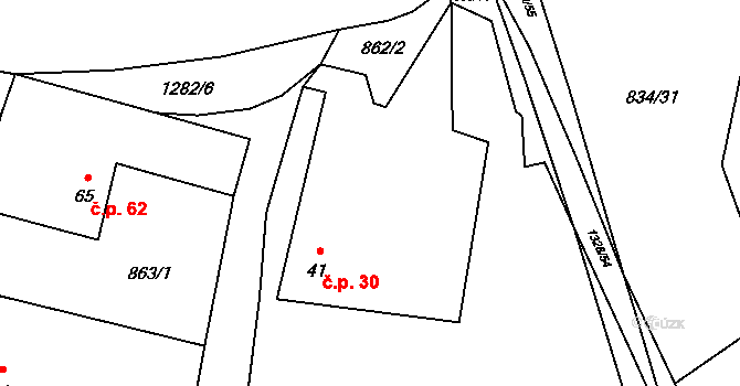 Panské Mlýny 30, Černovice na parcele st. 41 v KÚ Dobešov u Černovic, Katastrální mapa