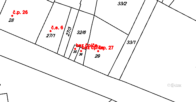 Stachov 27, Blšany na parcele st. 29 v KÚ Stachov u Blšan, Katastrální mapa