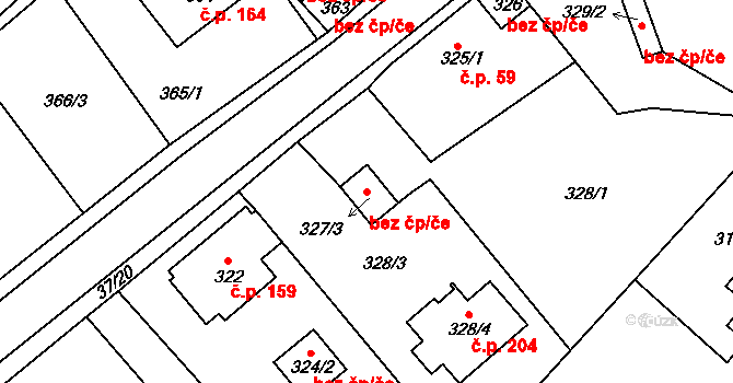 Teplice 94730954 na parcele st. 327/3 v KÚ Hudcov, Katastrální mapa