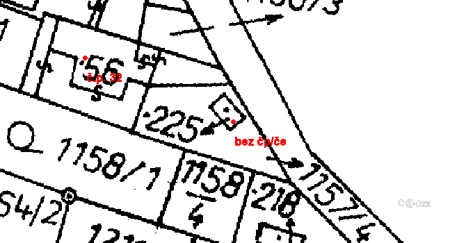 Hodonice 95418954 na parcele st. 225 v KÚ Hodonice u Bechyně, Katastrální mapa