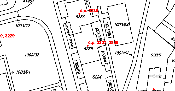 Havlíčkův Brod 3236,3237 na parcele st. 5285 v KÚ Havlíčkův Brod, Katastrální mapa