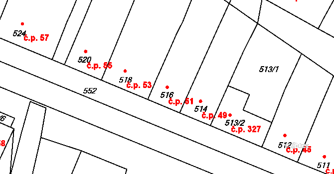 Sedlec 51 na parcele st. 516 v KÚ Sedlec u Mikulova, Katastrální mapa