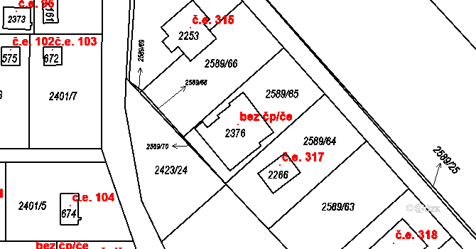 Svitavy 105967955 na parcele st. 2376 v KÚ Moravský Lačnov, Katastrální mapa