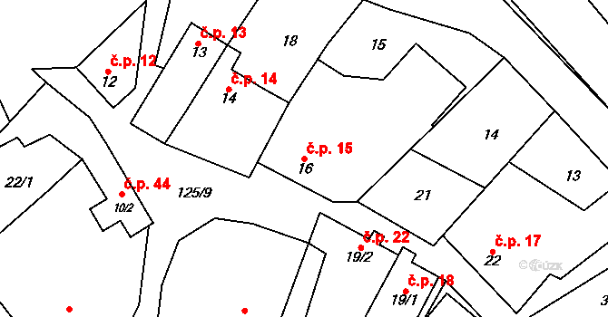 Kobylníky 15, Klobuky na parcele st. 16 v KÚ Kobylníky, Katastrální mapa