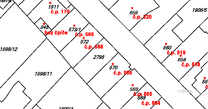 Tišnov 567 na parcele st. 571 v KÚ Tišnov, Katastrální mapa