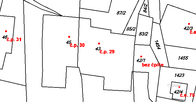 Býkov 29, Býkov-Láryšov na parcele st. 43/1 v KÚ Býkov, Katastrální mapa