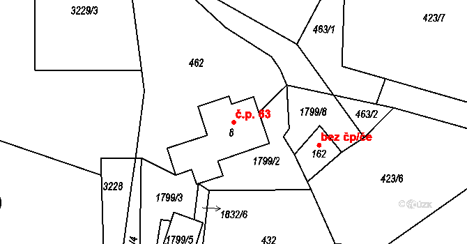 Albeř 63, Nová Bystřice na parcele st. 8 v KÚ Albeř, Katastrální mapa