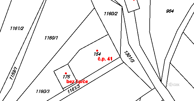 Proseč 41, Záhoří na parcele st. 154 v KÚ Záhoří u Semil, Katastrální mapa