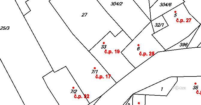 Kololeč 19, Třebenice na parcele st. 33 v KÚ Kololeč, Katastrální mapa