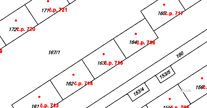 Lutyně 715, Orlová na parcele st. 163 v KÚ Horní Lutyně, Katastrální mapa