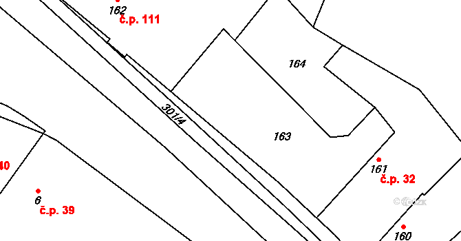 Semice 62 na parcele st. 163 v KÚ Semice nad Labem, Katastrální mapa