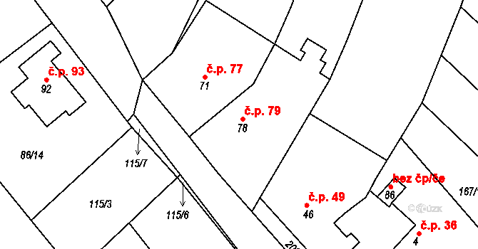 Krasová 79 na parcele st. 78 v KÚ Krasová, Katastrální mapa