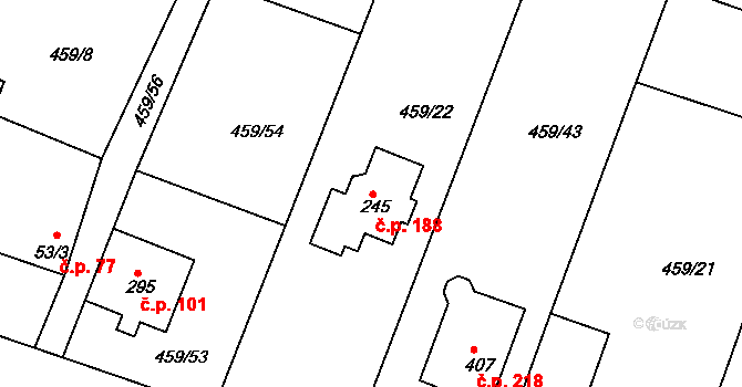 Horoušánky 188, Horoušany na parcele st. 245 v KÚ Horoušany, Katastrální mapa