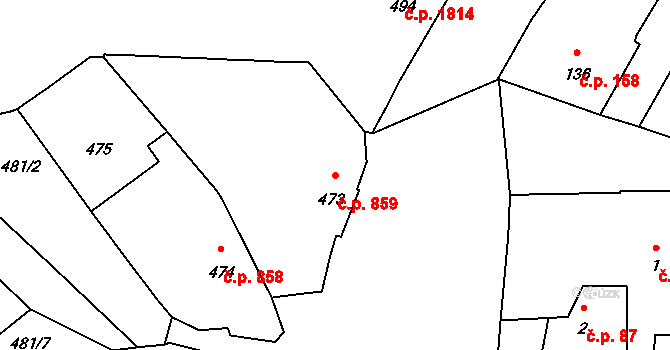 Pelhřimov 859 na parcele st. 473/1 v KÚ Pelhřimov, Katastrální mapa