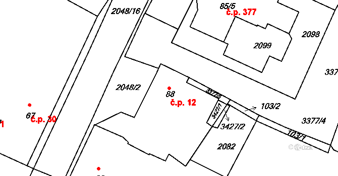 Staňkov I 12, Staňkov na parcele st. 88 v KÚ Staňkov-město, Katastrální mapa