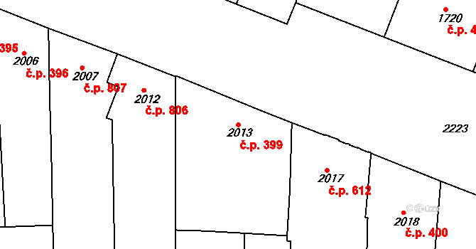 Holešovice 399, Praha na parcele st. 2013 v KÚ Holešovice, Katastrální mapa