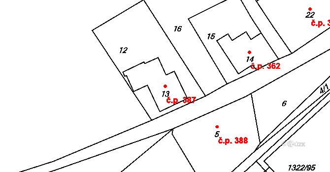 Rumburk 2-Horní Jindřichov 387, Rumburk na parcele st. 13 v KÚ Horní Jindřichov, Katastrální mapa