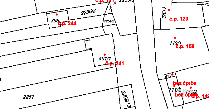 Suchov 241 na parcele st. 401/1 v KÚ Suchov, Katastrální mapa