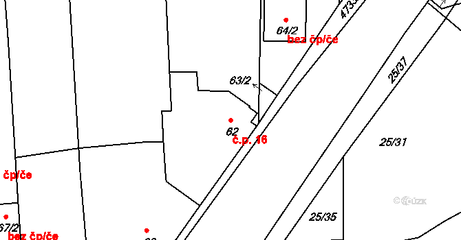 České Budějovice 3 16, České Budějovice na parcele st. 62 v KÚ České Budějovice 3, Katastrální mapa