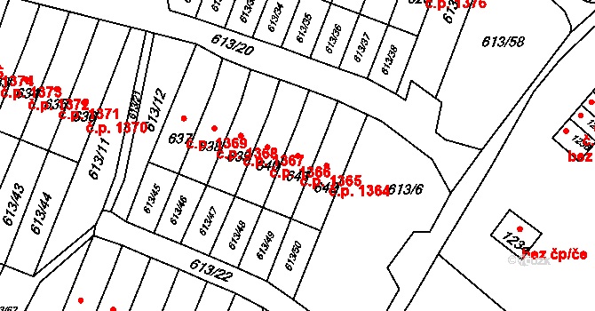 Jirkov 1365 na parcele st. 641 v KÚ Jirkov, Katastrální mapa