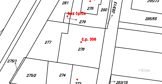 Opatovice 306 na parcele st. 276 v KÚ Opatovice u Rajhradu, Katastrální mapa