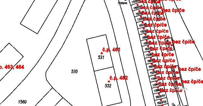 Zbýšov 461,462 na parcele st. 531 v KÚ Zbýšov u Oslavan, Katastrální mapa